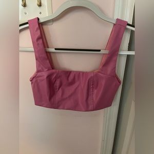 Pink edikted faux leather going out top